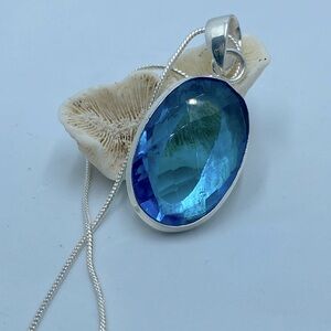 Beautiful large Swiss Blue Topaz Gemstone Pendant